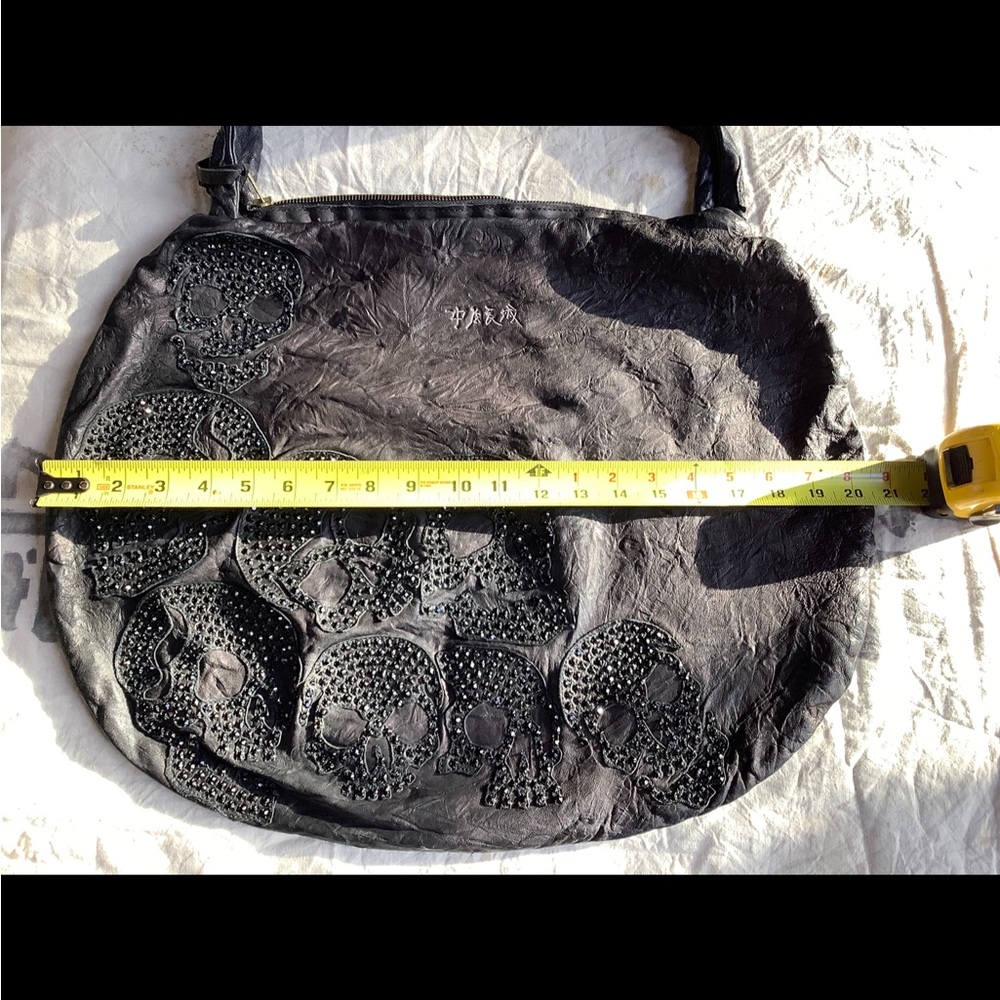The Great China Wall Leather Embellished Skull Bag Swarovski Crystals View 5